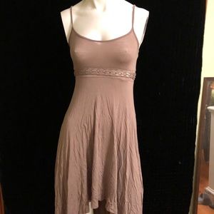 Neutral beige summer dress with crochet accent